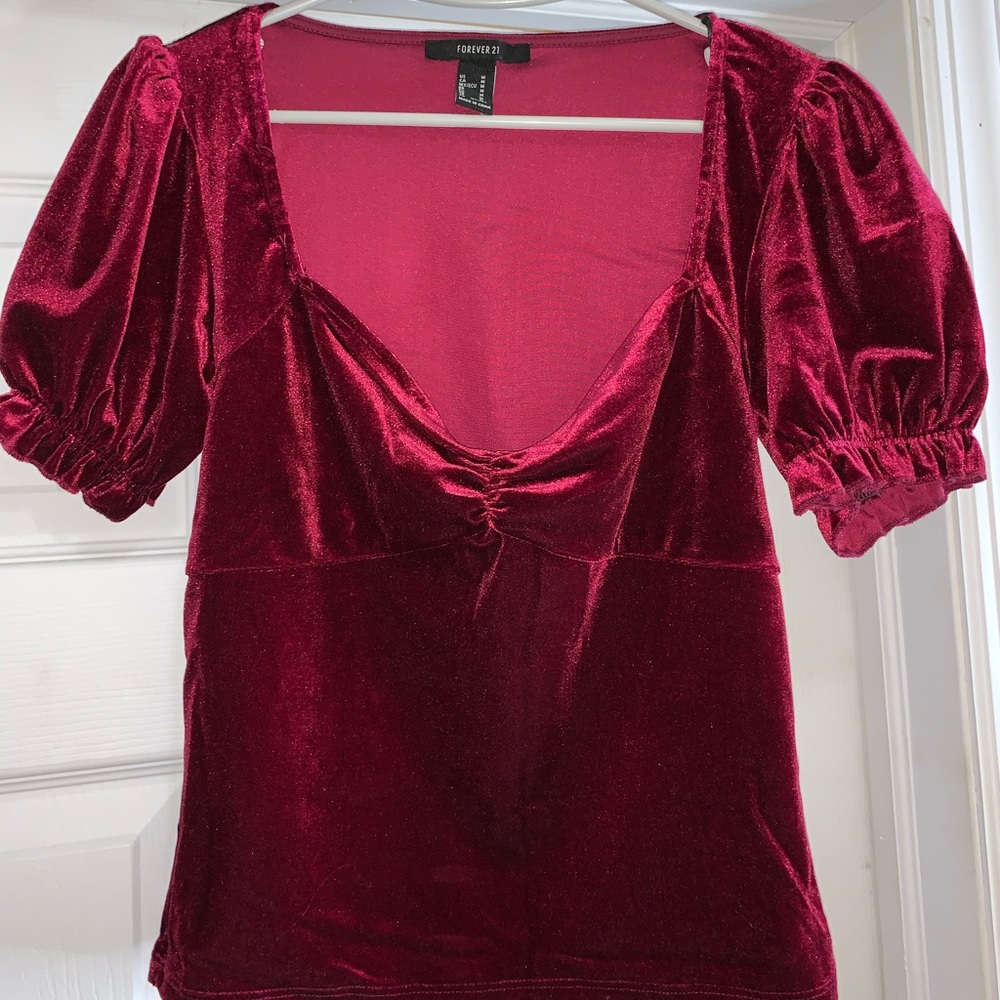 Red velvet blouse